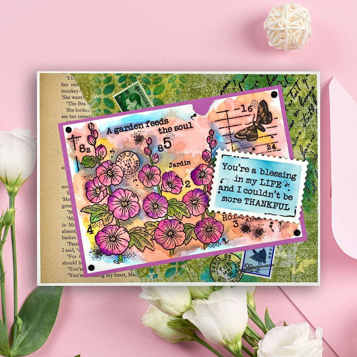 Woodware • clear singles stamp hollyhocks