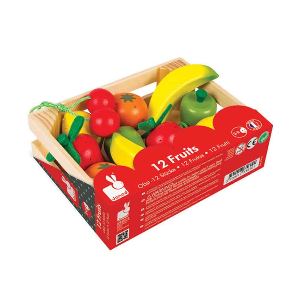 Mertex Janod 12 pieces wooden fruit in wooden box