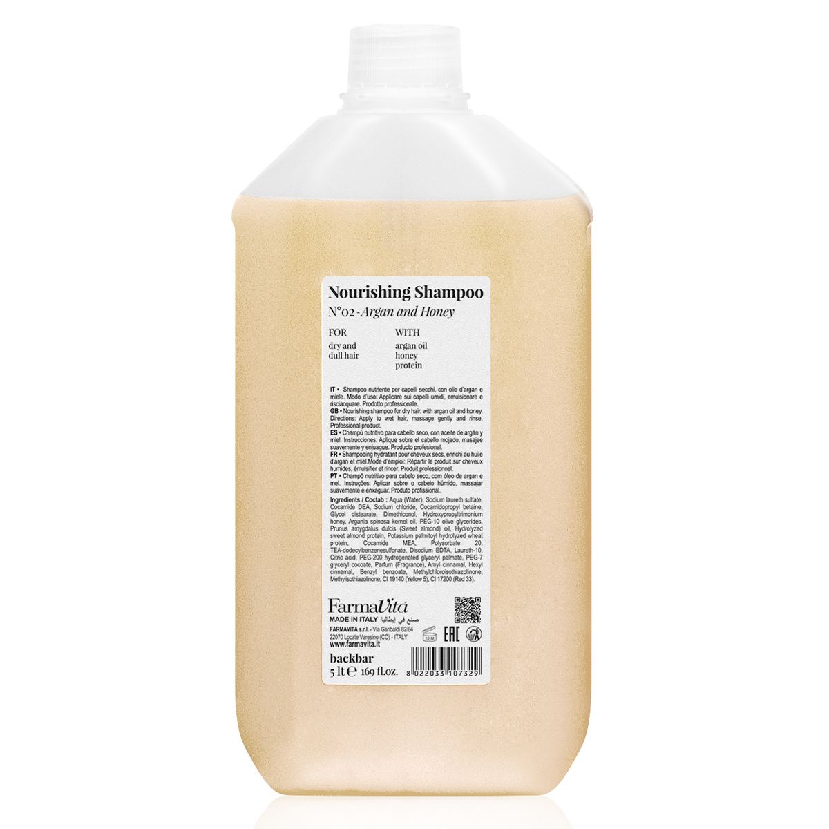 Farmavita backbar nourishing shampoo n°02 argan and honey 5000ml