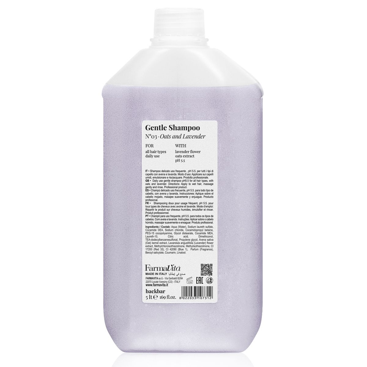 Farmavita backbar gentle shampoo n°03 oats and lavender 5000ml