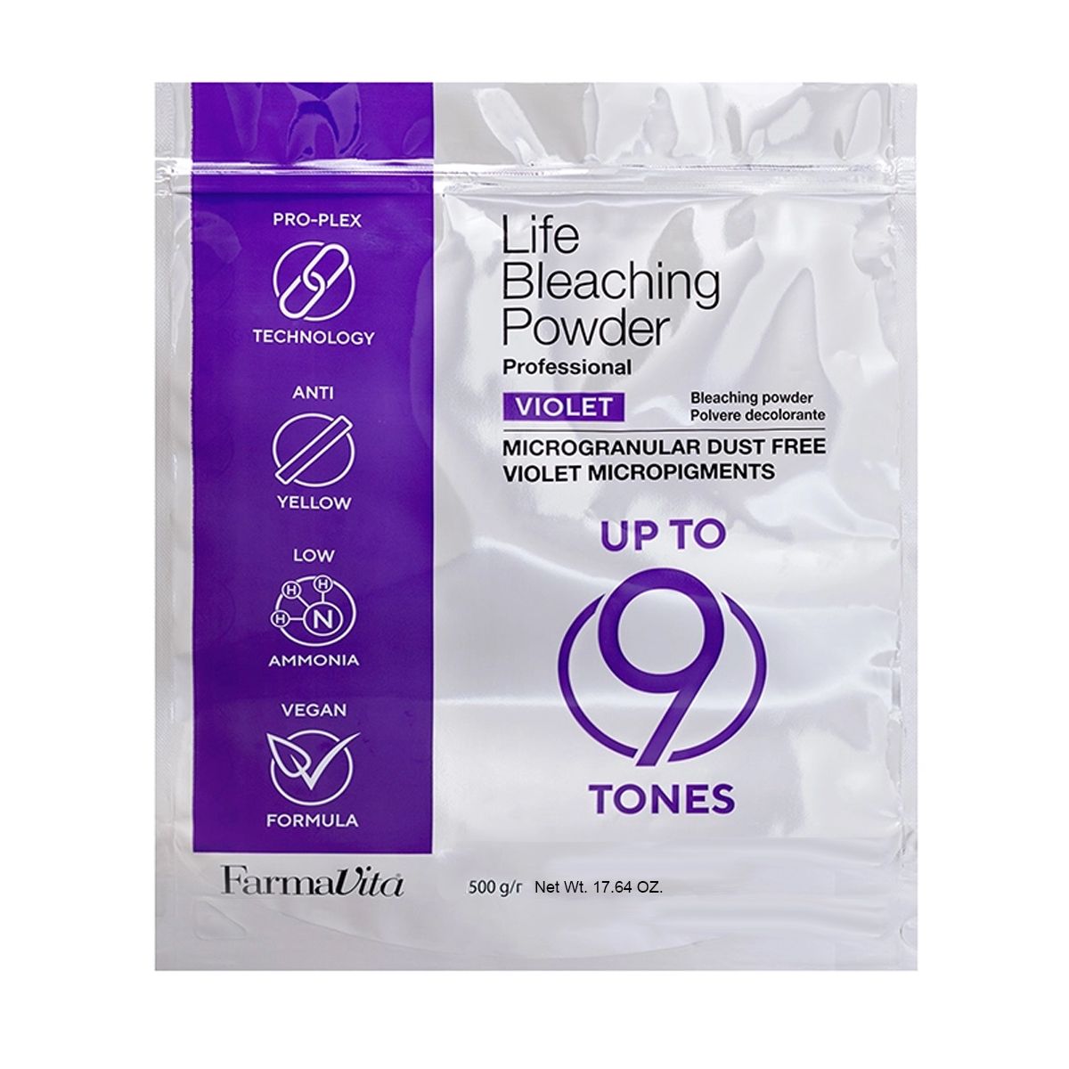 Farmavita life bleaching powder violet 9 pro-plex 500gr.