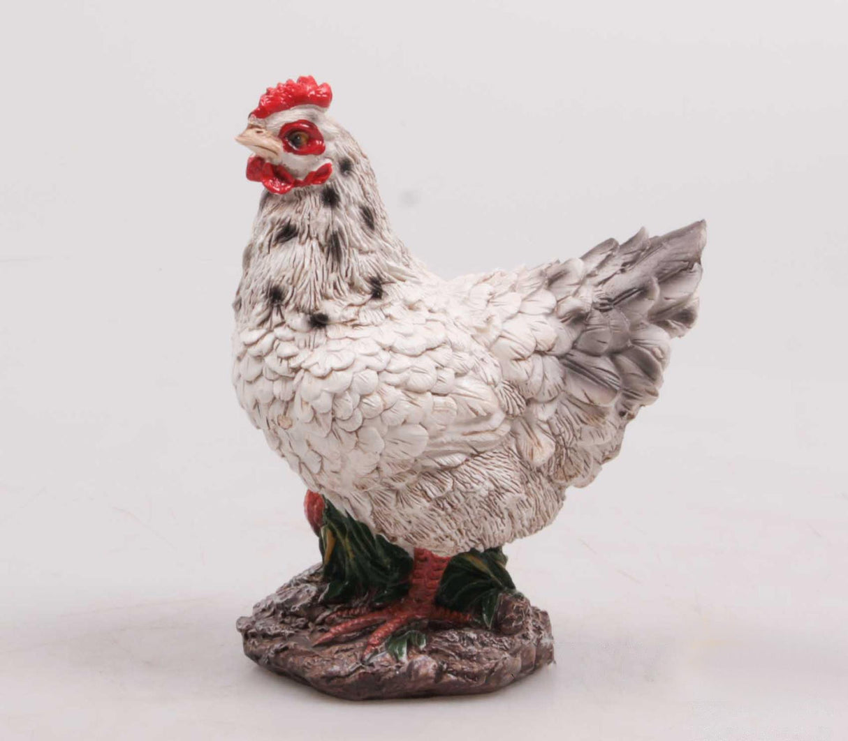 Farmwood animals tuinbeeld kip wit 14x8x17cm