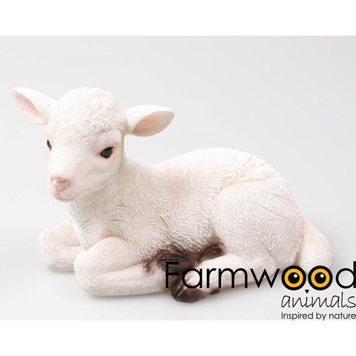 Farmwood animals tuinbeeld lam liggend wit 19,5x11x12,5cm