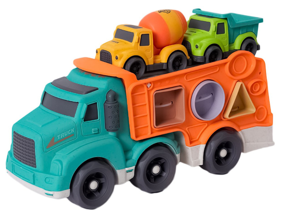 Bio toys bioplastic truck with shape sorter - incl. 2 small carts