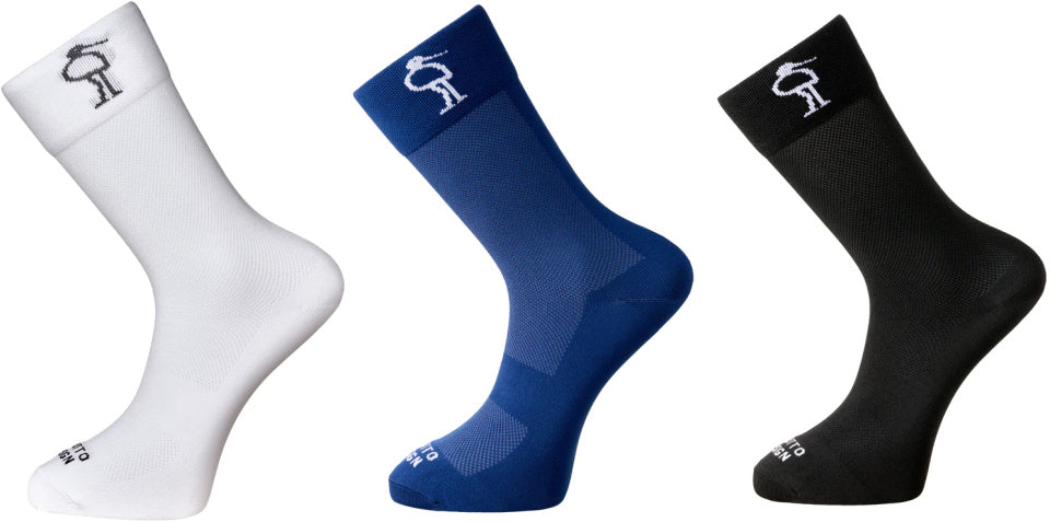 Grutto High Cut Fietssokken Wit Blauw Zwart 3 Paar Maat 43-64
