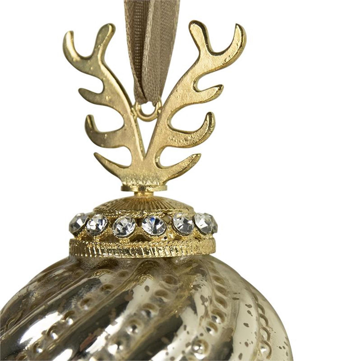 Kerstbal gewei glas goud ø8cm