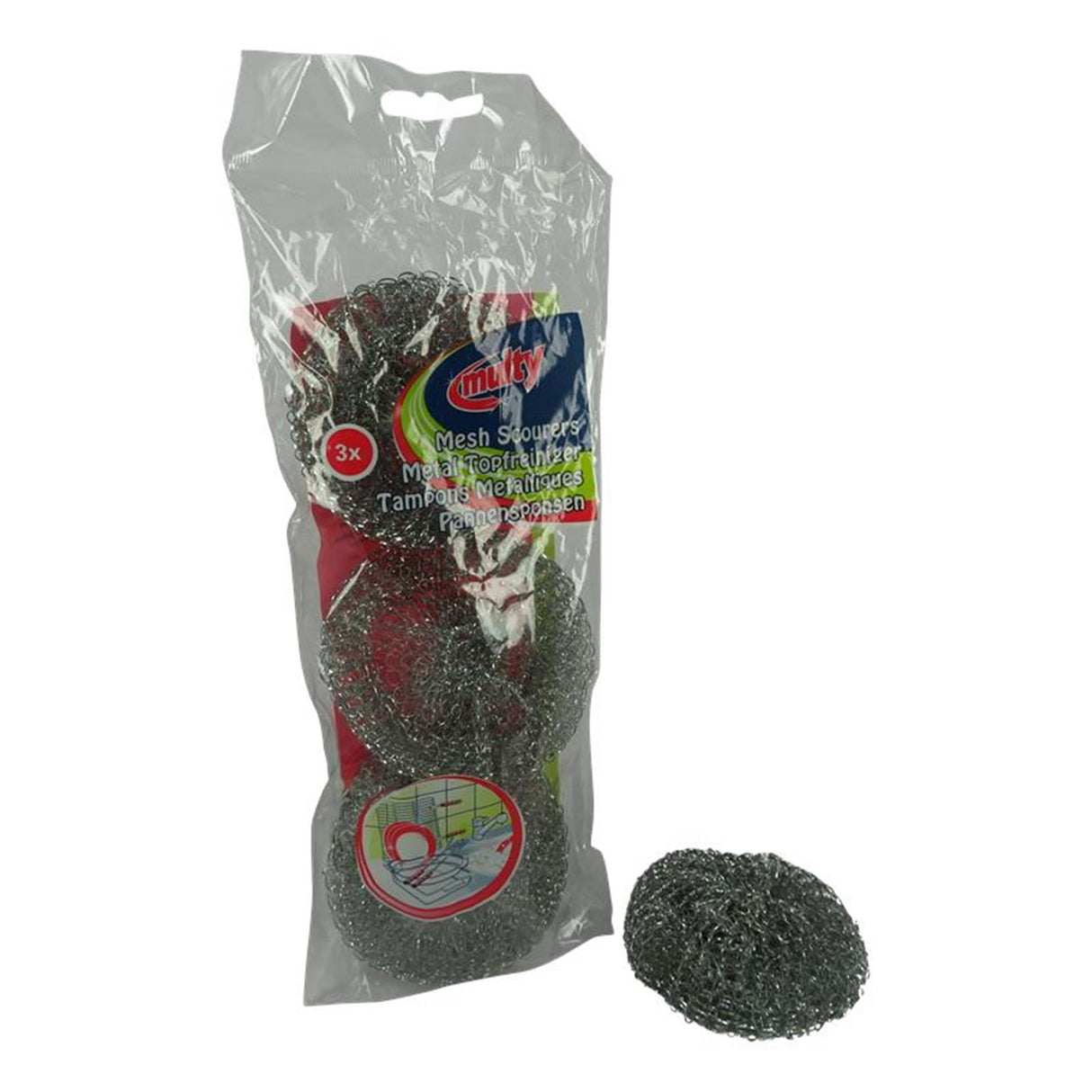 Multy pannenspons metaal pak a 3 stuks