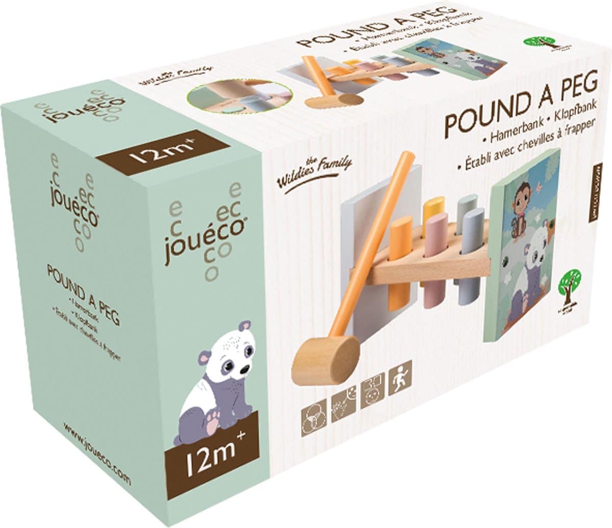 Cilgro jouéco wooden hammer bench pound a peg with 6 bars and hammer