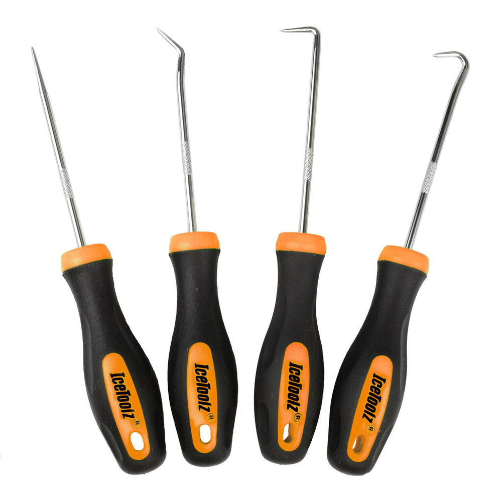 Icetoolz hook set, straight, 45°, 90°, curved, 4-piece, 28a4
