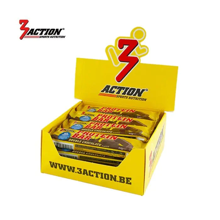 3action protein bar double chocolate 40 grams - display box 20 pieces - 1202030021