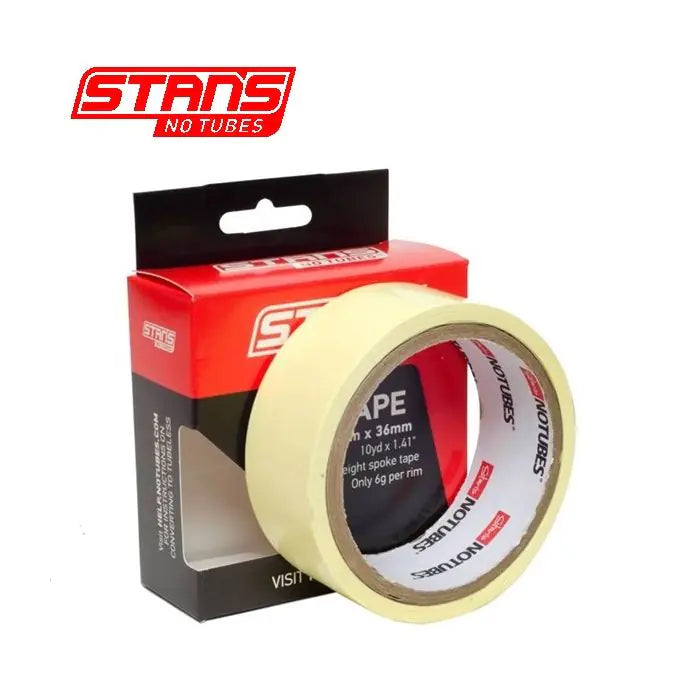 Stans notubes fälgband gul tejp 36 mm bred rulle 9 meter (10yd) as0135
