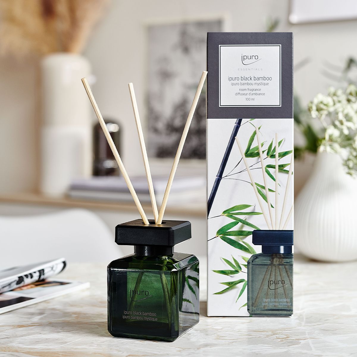 Ipuro 6 pieces fragrance diffuser black bamboo 100 ml