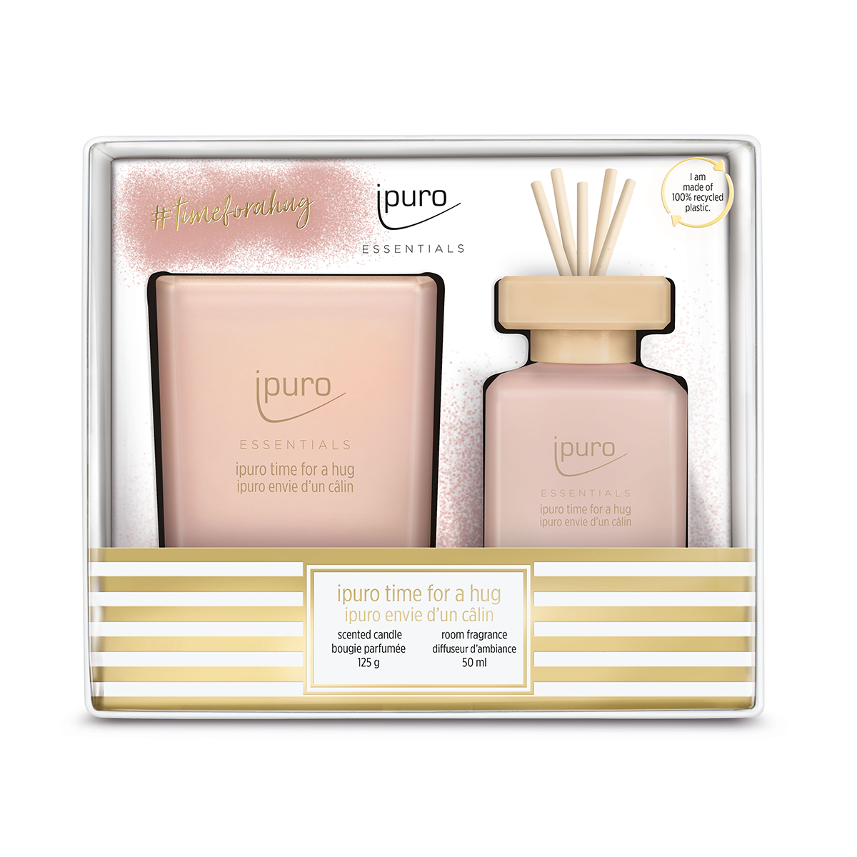 Ipuro geurdiffuser time for a hug 50ml + geurkaars 125gr