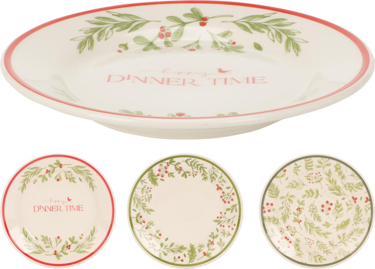 Home styling kerst dessertbord aardewerk ø19cm