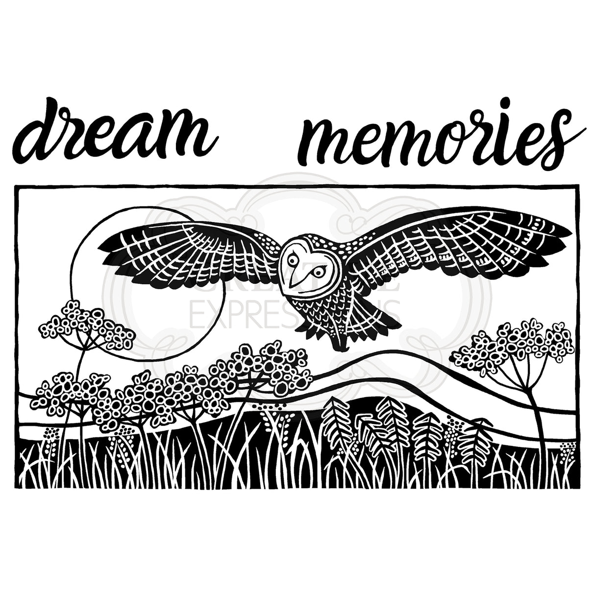 Woodware • clear stamp set lino cut - hunting owl