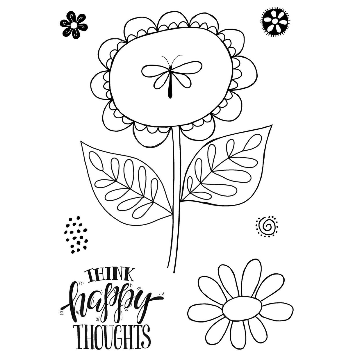Woodware • clear singles stempel set petal doodles happy thoughts
