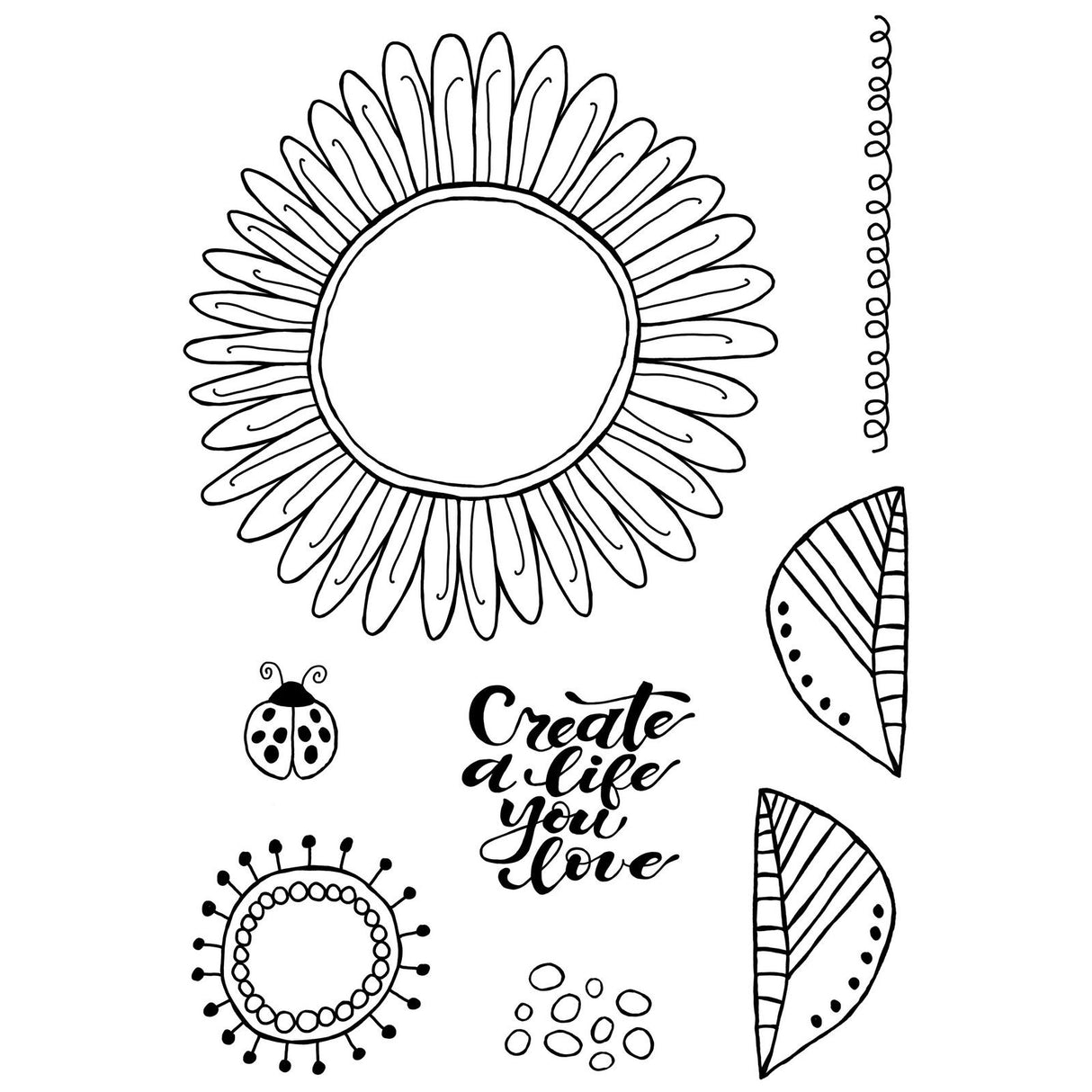 Woodware • clear singles stempel set petal doodles live life