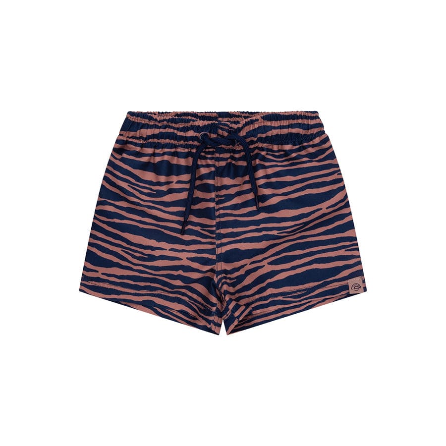 Vibrant stripes | blue orange UV swimming trunks for boys