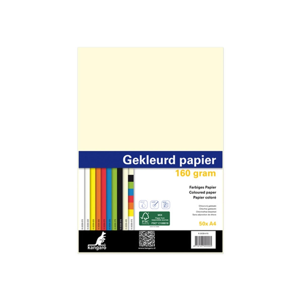 Kangaro kopieerpapier a4 160gr 50vel assorti