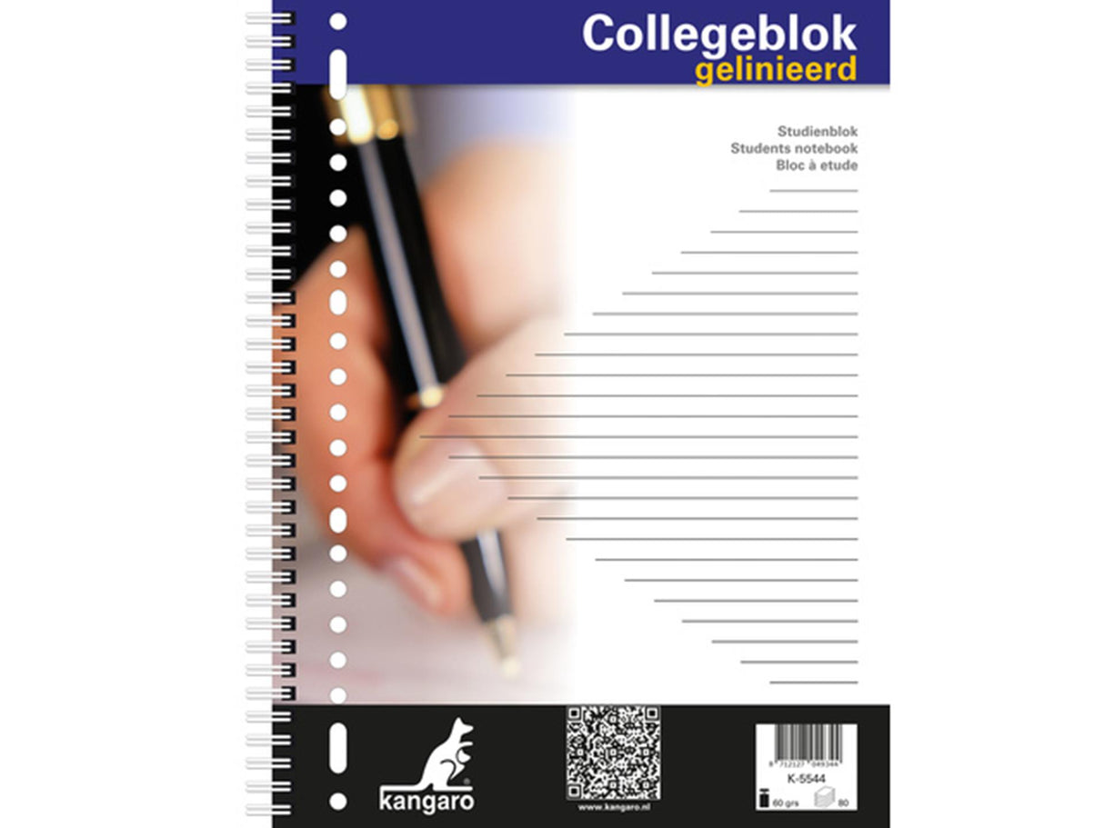 Kangaro collegeblok a4 lijn 23r 80 blad 5 stuks