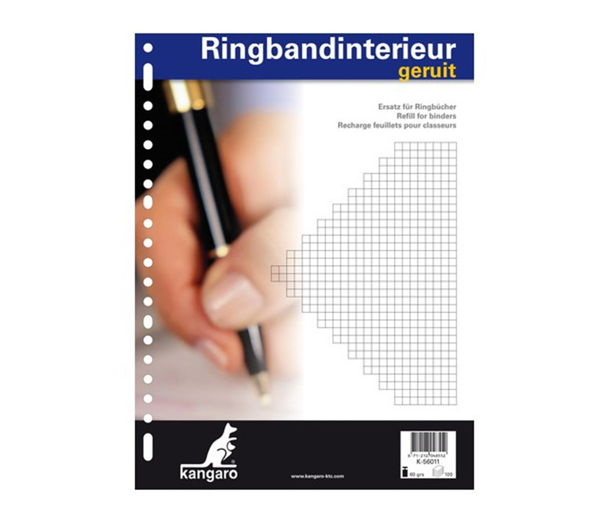 Kangaro ringbandinterieur a4 23r ruit 5mm 100ve