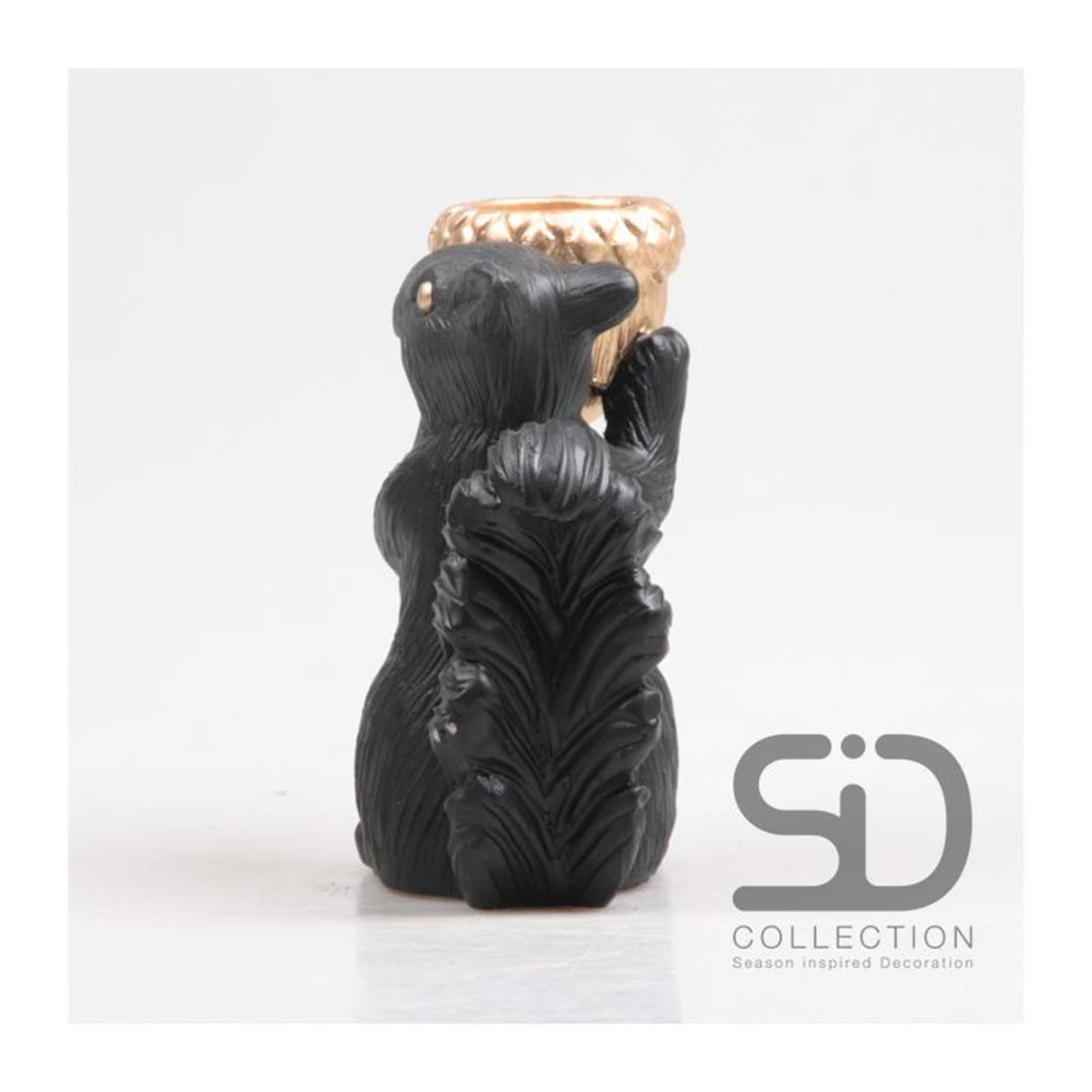 Season inspired decoration theelichthouder eekhoorn 16,3cm zwart