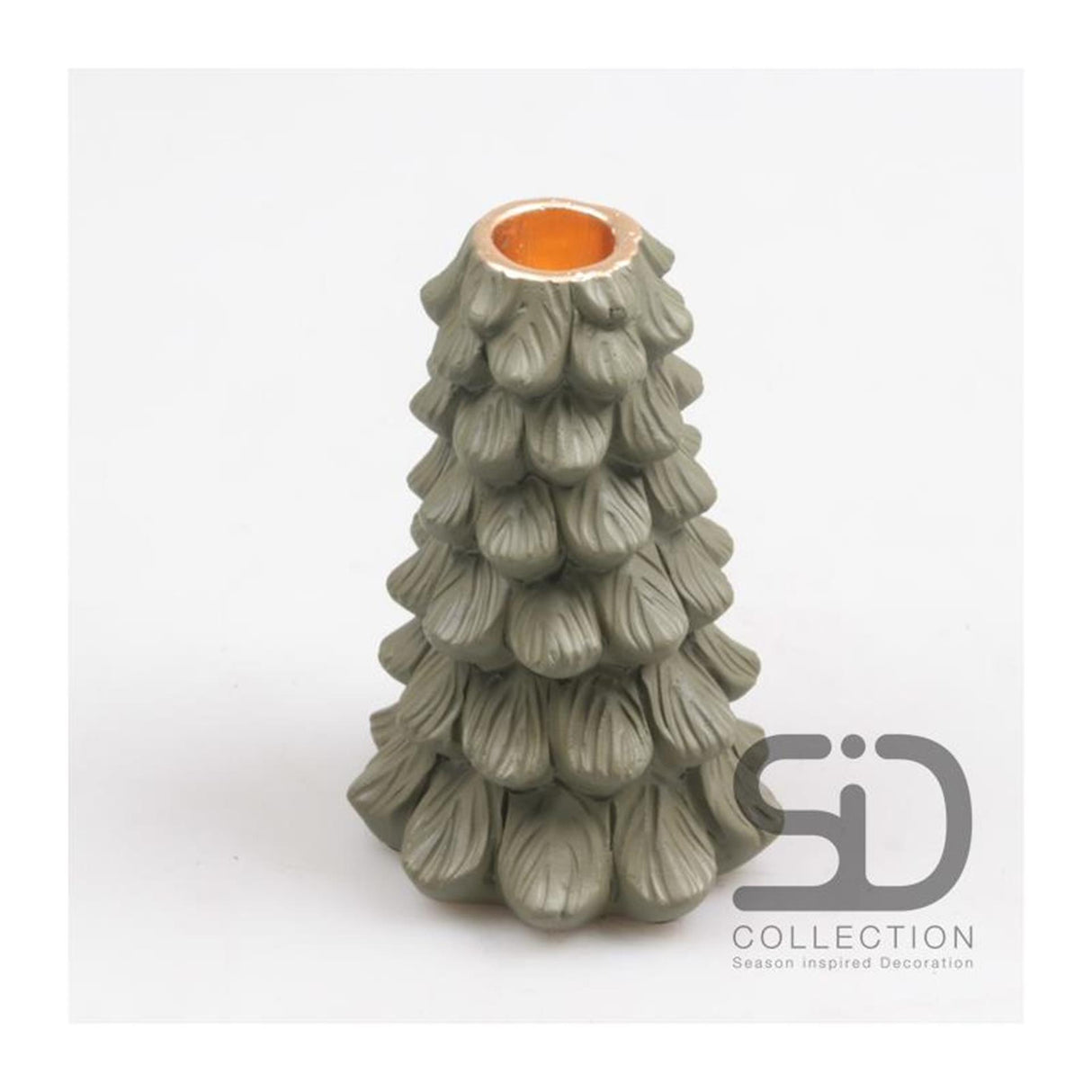 Season inspired decoration kandelaar kerstboom 10x10xx15 olijfgroen