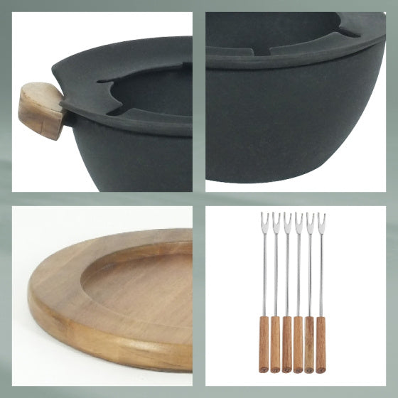 Kela Country Fondues Set 6 души 1 литър 11 части черно