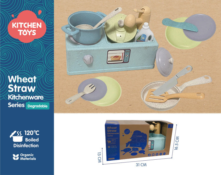 Évier de jouets de cuisine avec accessoires de cuisine recyclés