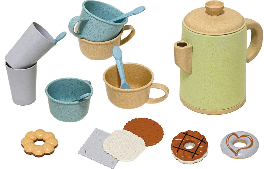 Küchenspielzeug -Tee -Set mit Delikatessenspiel -Set recycelt