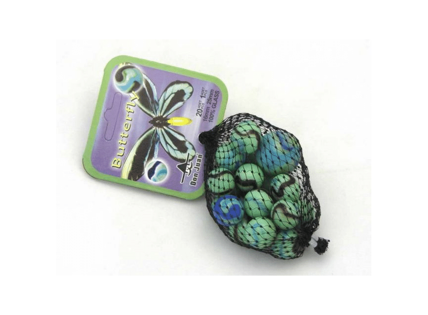 Adic Butterfly Marbles 20 Marbles + 1 Big Knikker