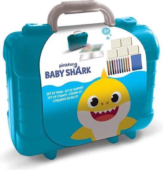 Jonotoys Multi -Print -Briefmarkenkoffer Babyhai mit 5 Holzstempeln