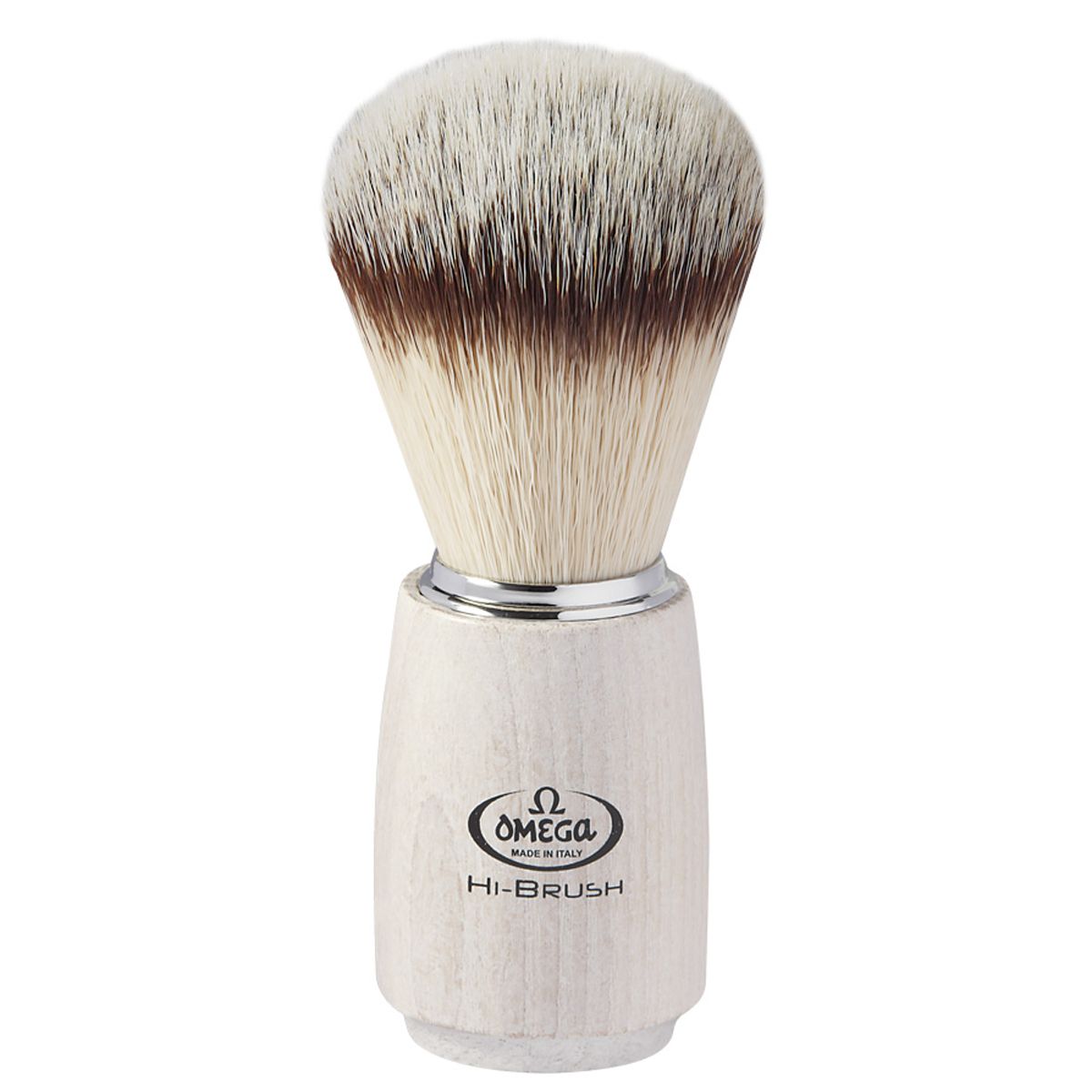 Omega shaving brush hi-brush synthetic hair with badger hair effect ash wood handle 11.5cm
