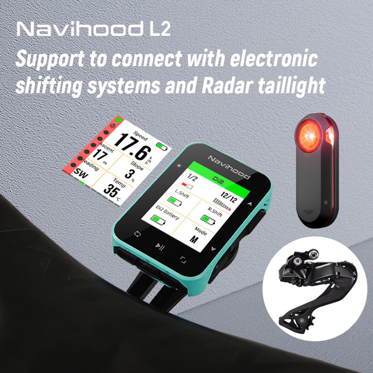 Navihood Fahrradcomputer GPS-Navigation L2