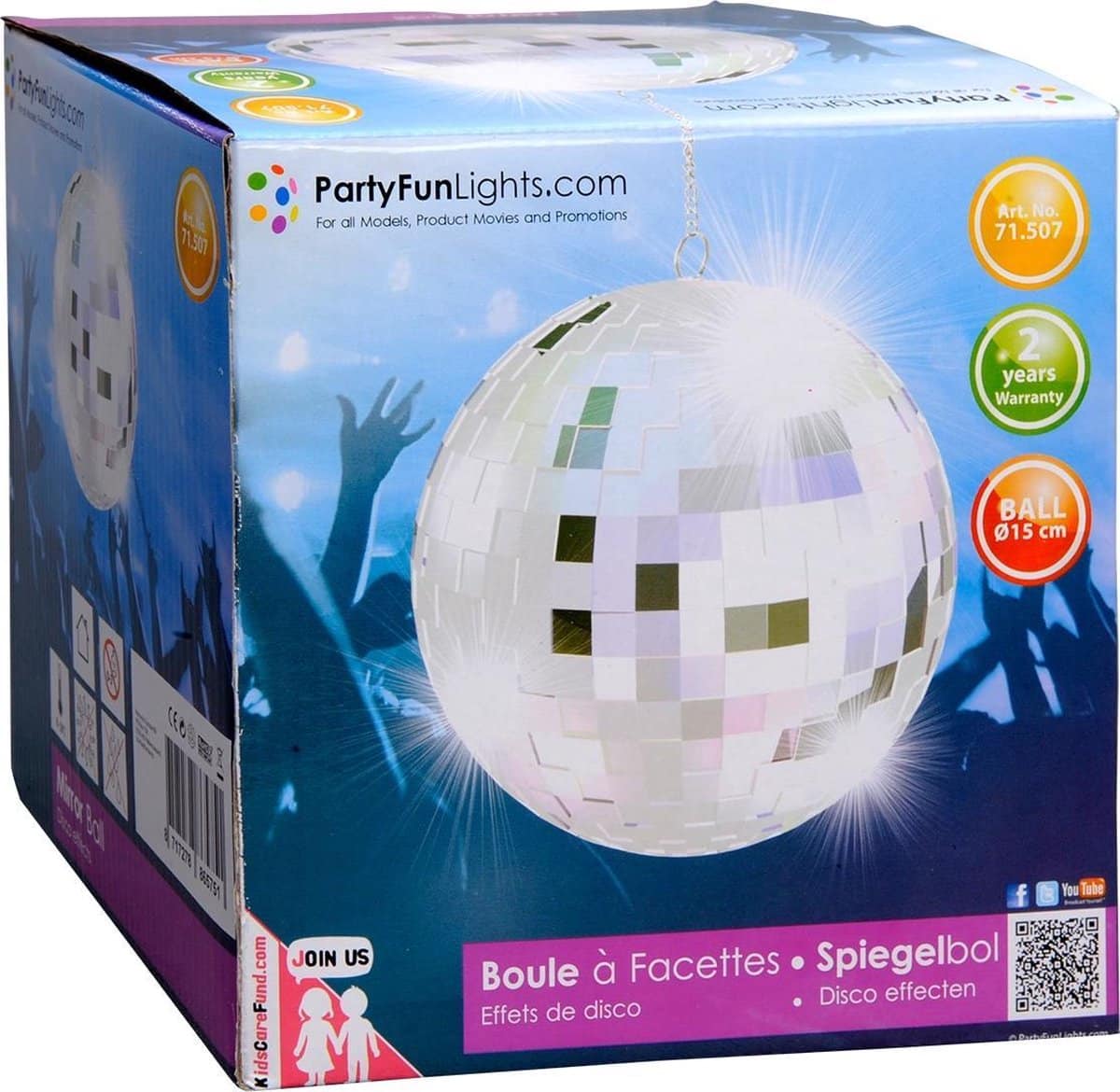 Kotronic Party Fun Mirror Ball 15 cm Größe in der Kette