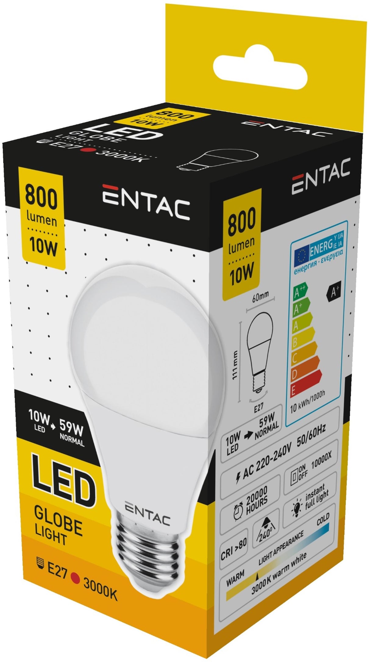 Avide entac LED Luuchten E27 800lm Biren