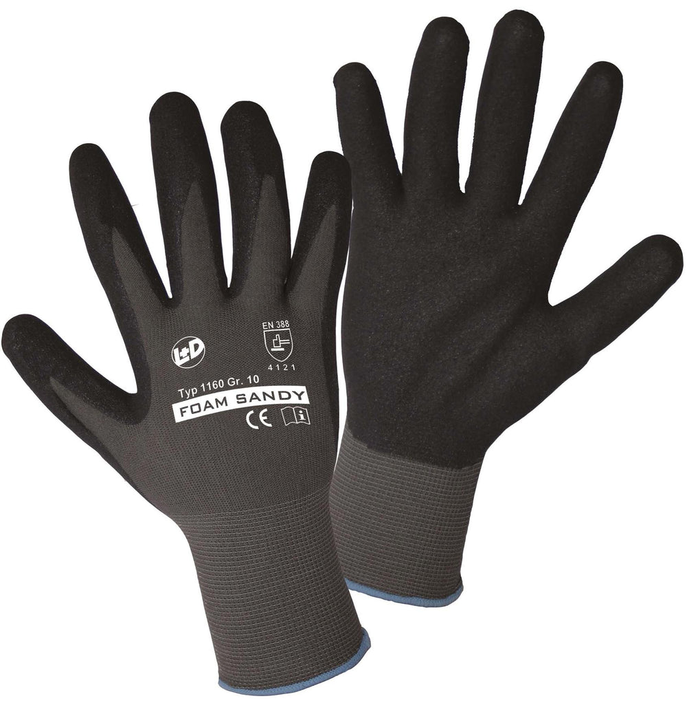 L+d work gloves gr. l foam sandy