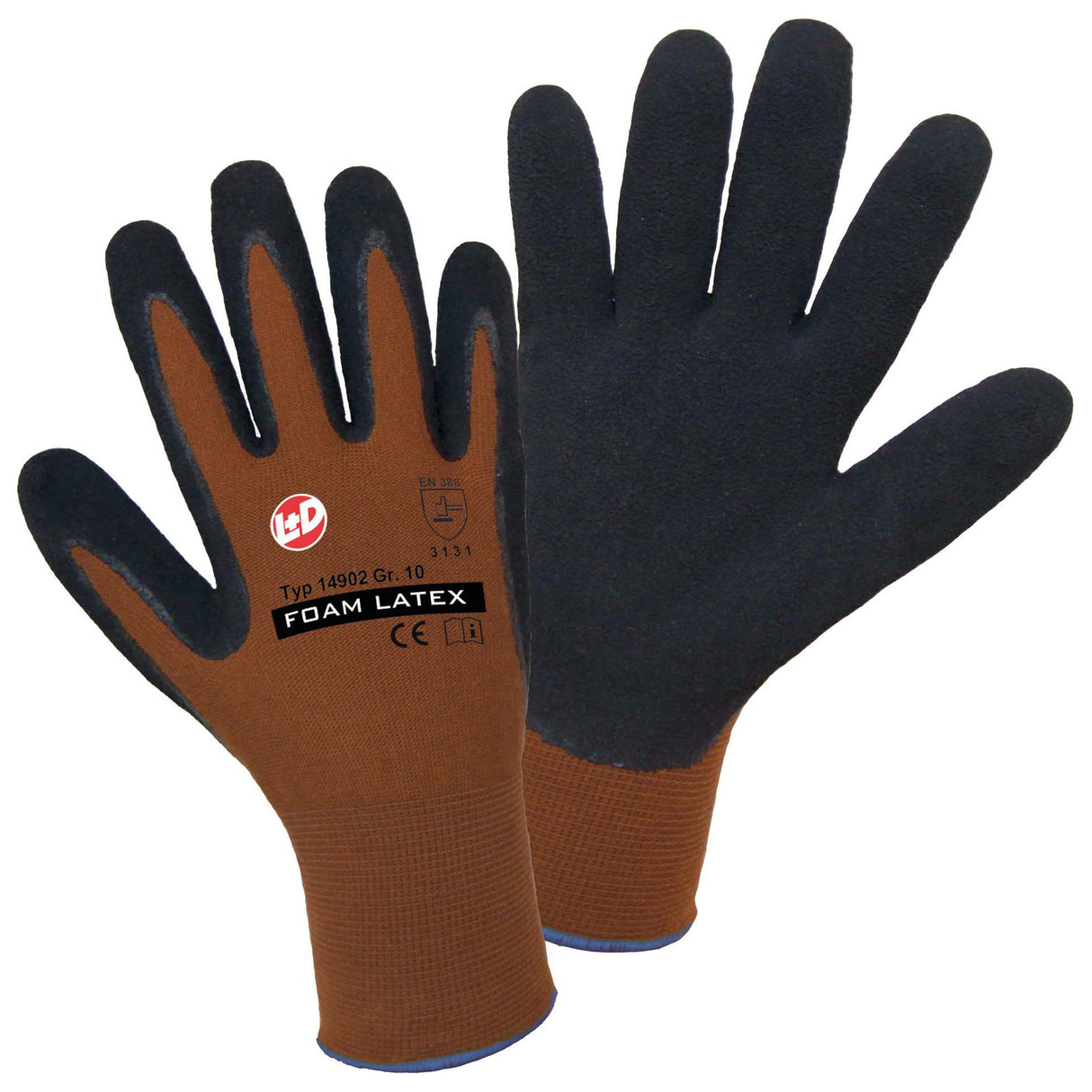 L+d fine knit glove size l foam latex