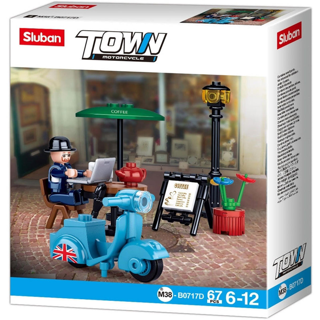 Sluban scooter rijder op het terras