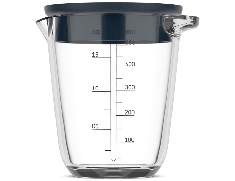 Glas Messbecher 500ml mat Deckel Navy | 4 Stéck
