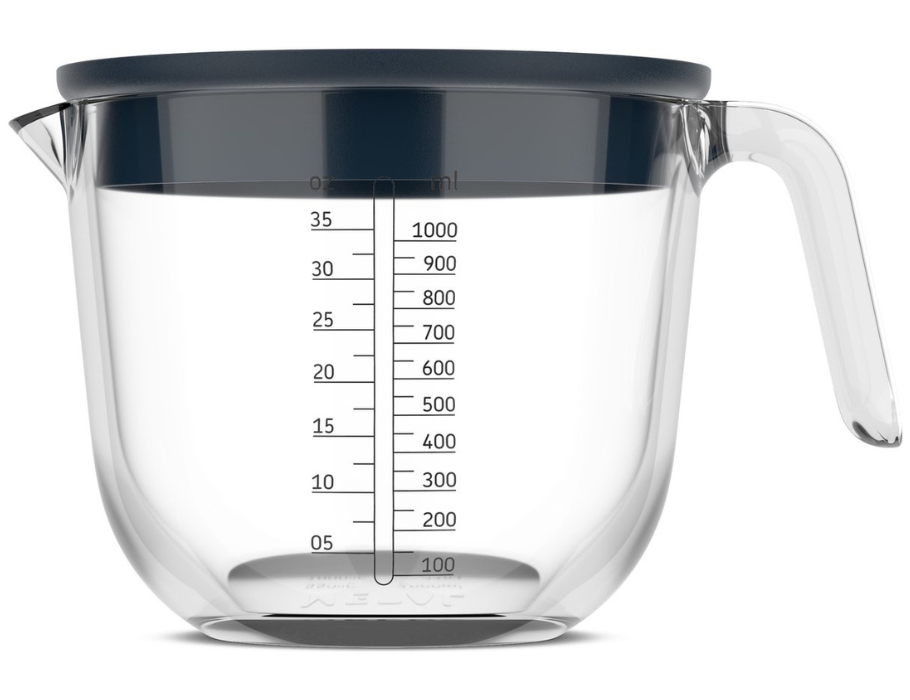 Glass measuring cup 1l with lid navy | 4 pieces