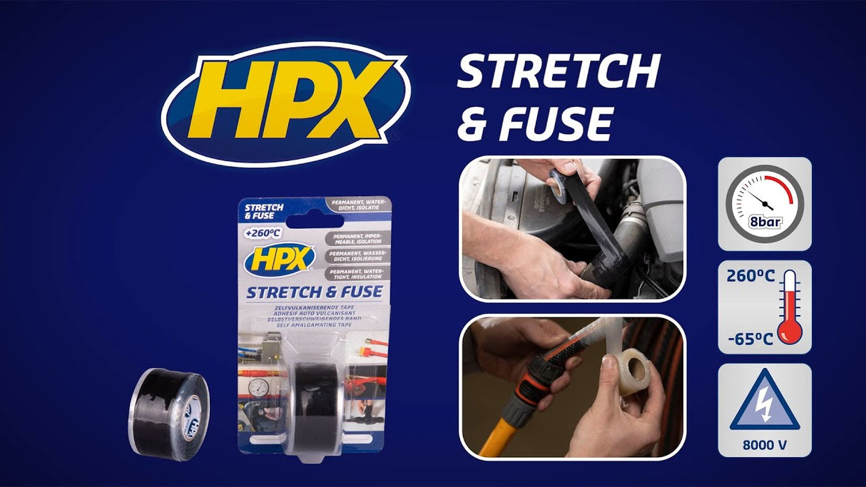 Hpx producten stretchfuse reparatietape silicone rood 25mm x 3m