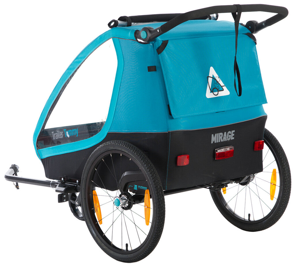 Mirage Tommy Children's Bike Cart - Marco de aluminio, Wielvering, Gordel de 3 puntos, azul, 2021