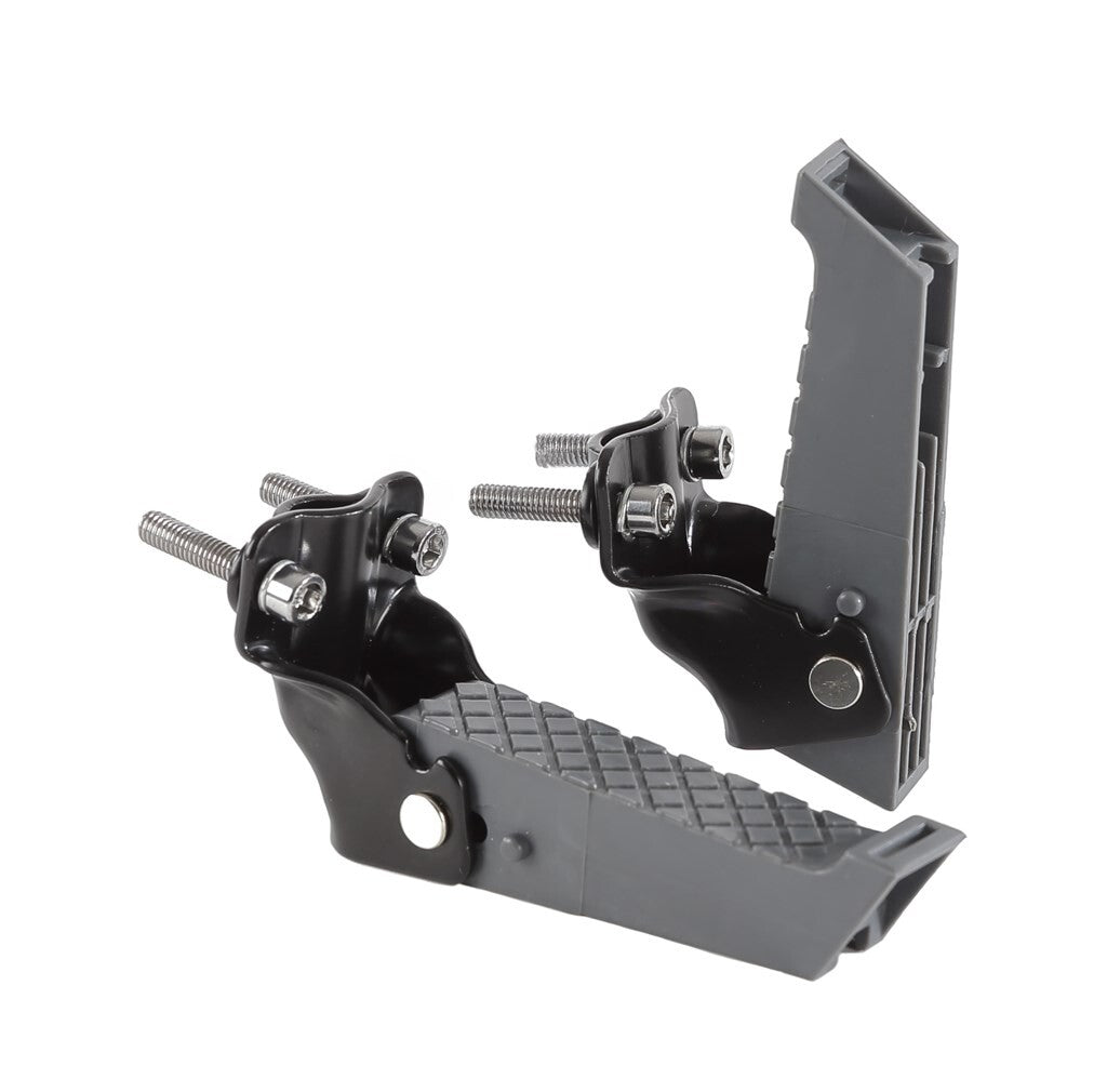 folding footrests with straps black gray