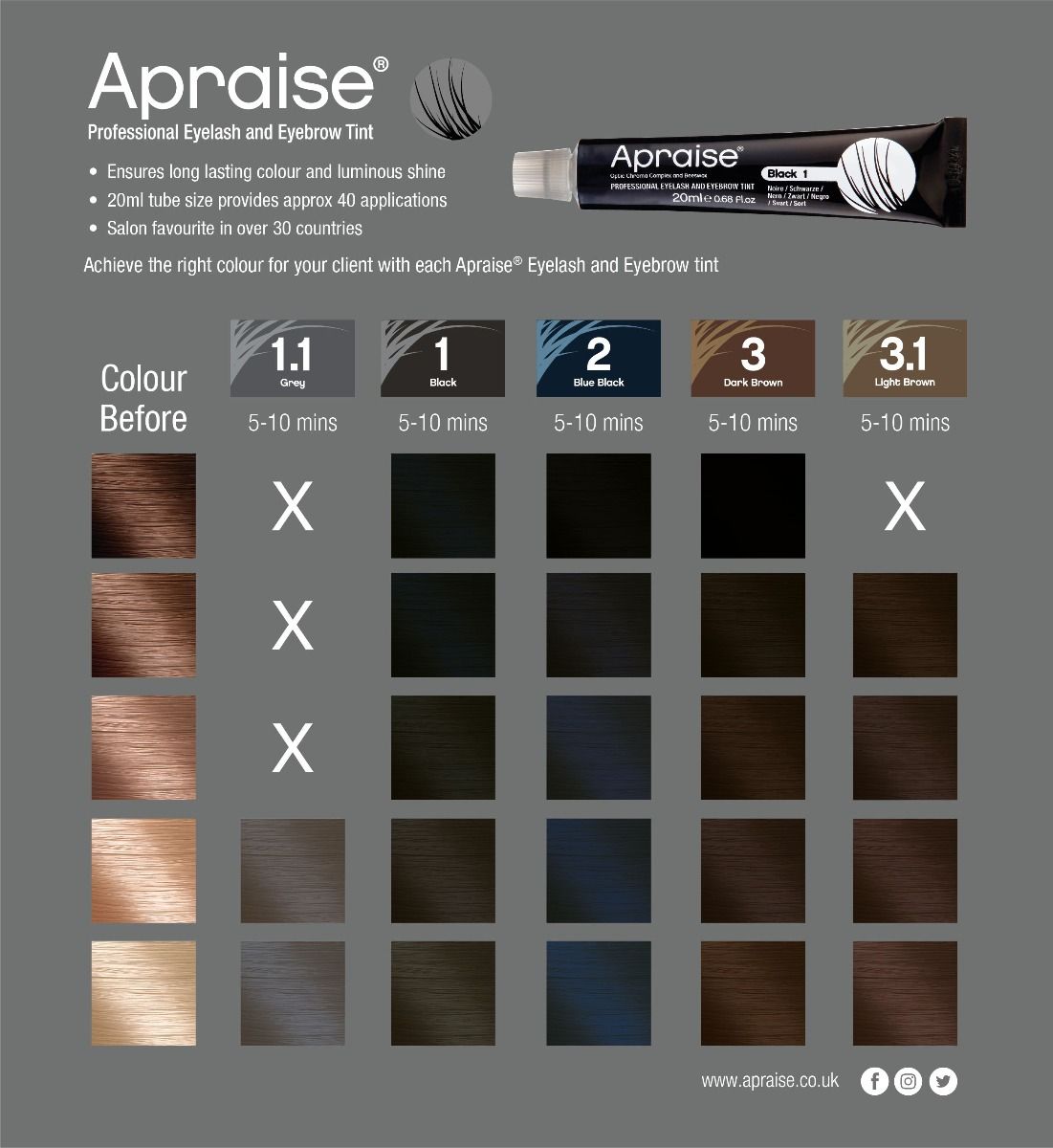 Apraise barvanje trepalnic siva št. 1.1