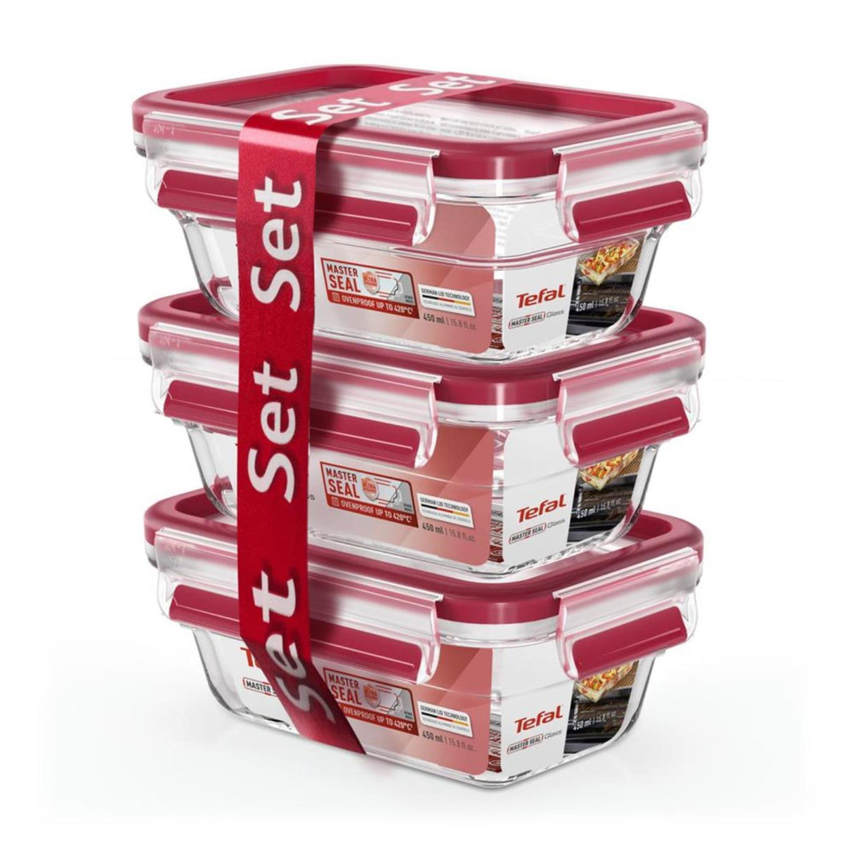 Tefal masterseal glass set a 3 x 450ml