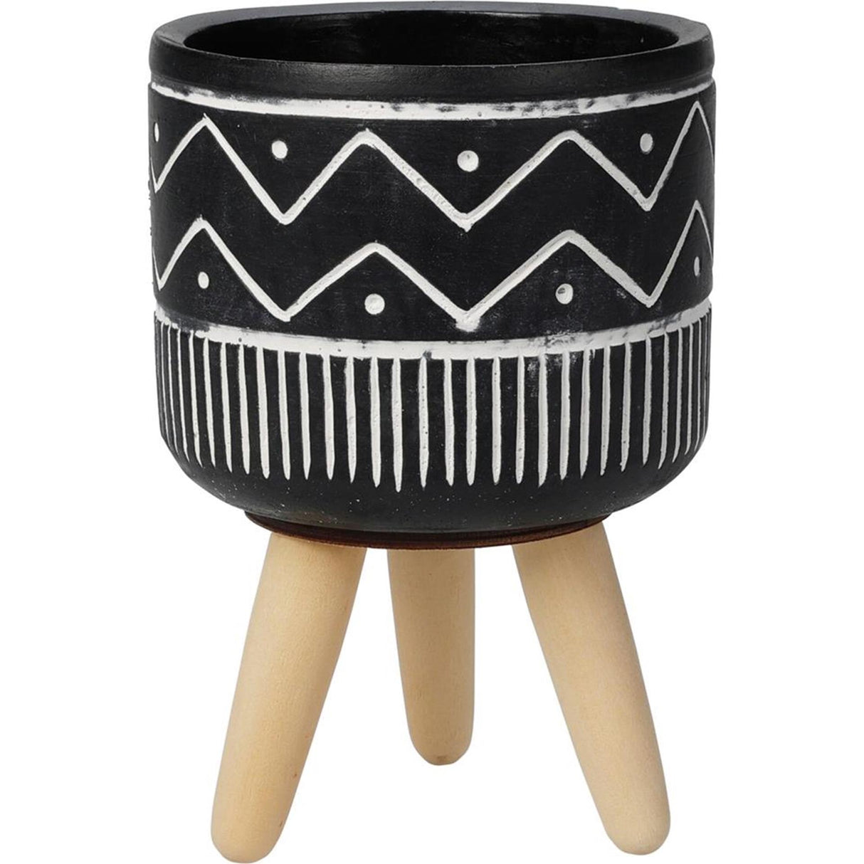 Home styling bloempot 10x15cm zwart wit