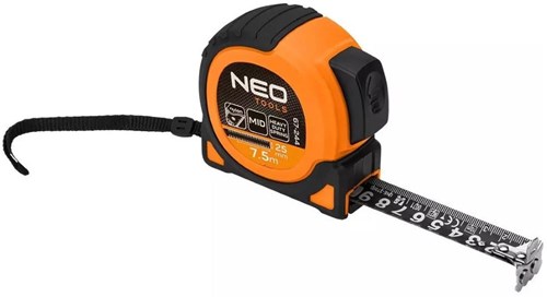 Néo | ruban à mesurer ruban à mesurer | caoutchouc | noir | 7,5 mètres - 25 mm - 6453144