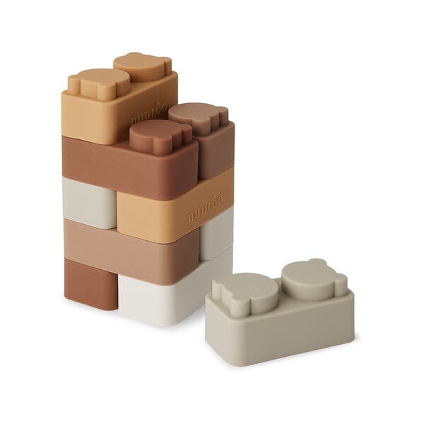 Nuuroo Nuuroo Pile Silicone Building Bricks 10 PCS Brown Color Mix
