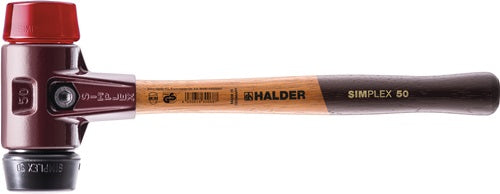 Halder kunststofhamer | lengte 300 mm kop d. 30 mm | middelhard hard hout | rubber zwart plastic rood | 1 stuk - 3026.030 - 3026.030